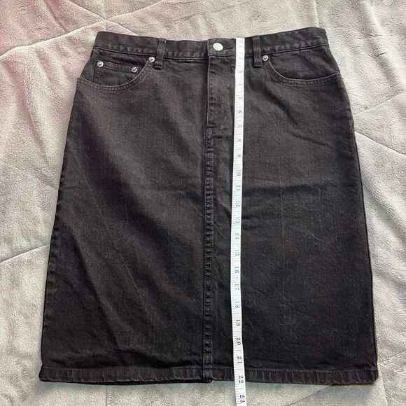 Vintage Y2K Lauren Ralph Lauren LRL Black Denim Midi A-Line Skirt Size 8 - Picture 7 of 8